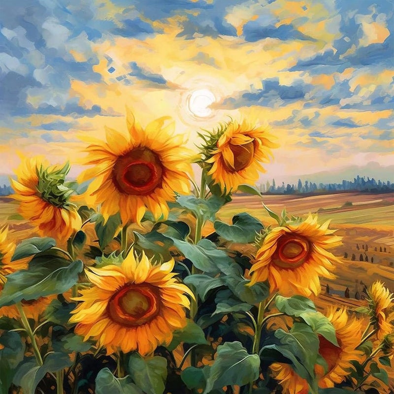 PRASIO Paint by Numbers Kit for Adults Flowers, Sunflower Easy Adult Paint by Number Kits on Canvas, DIY Acrylic Watercolor Oil Paint by Number for Adults Beginner for Home Decor Gift 16x16 Inch - Image 1
